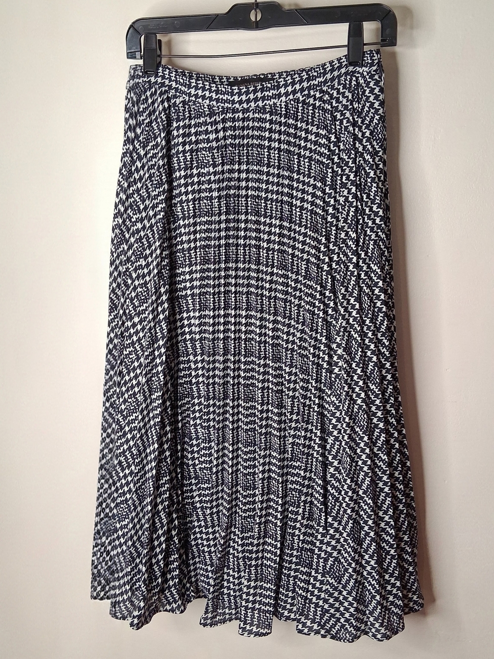 Banana Republic Houndstooth Pleated Midi Skirt Navy White Size 0